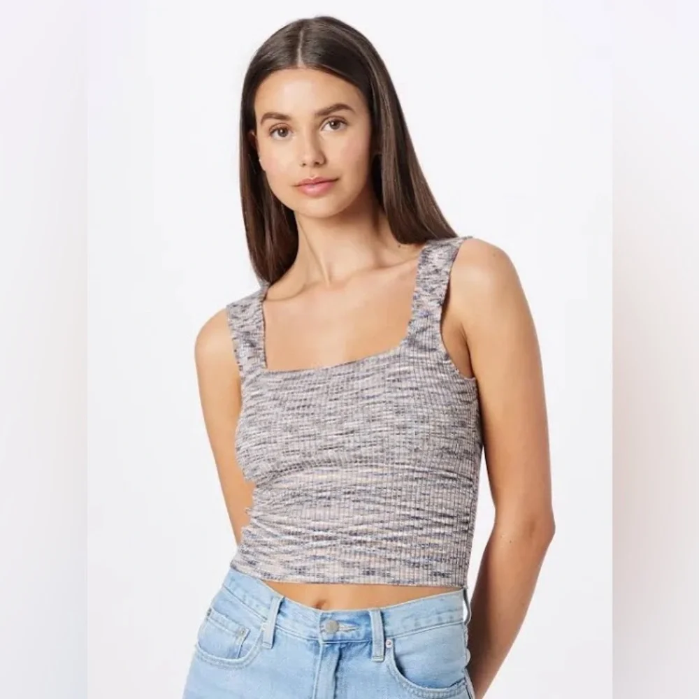 Abercrombie & Fitch Knit Square Neck Sweater Tank in Blue Spacedye NWT XL